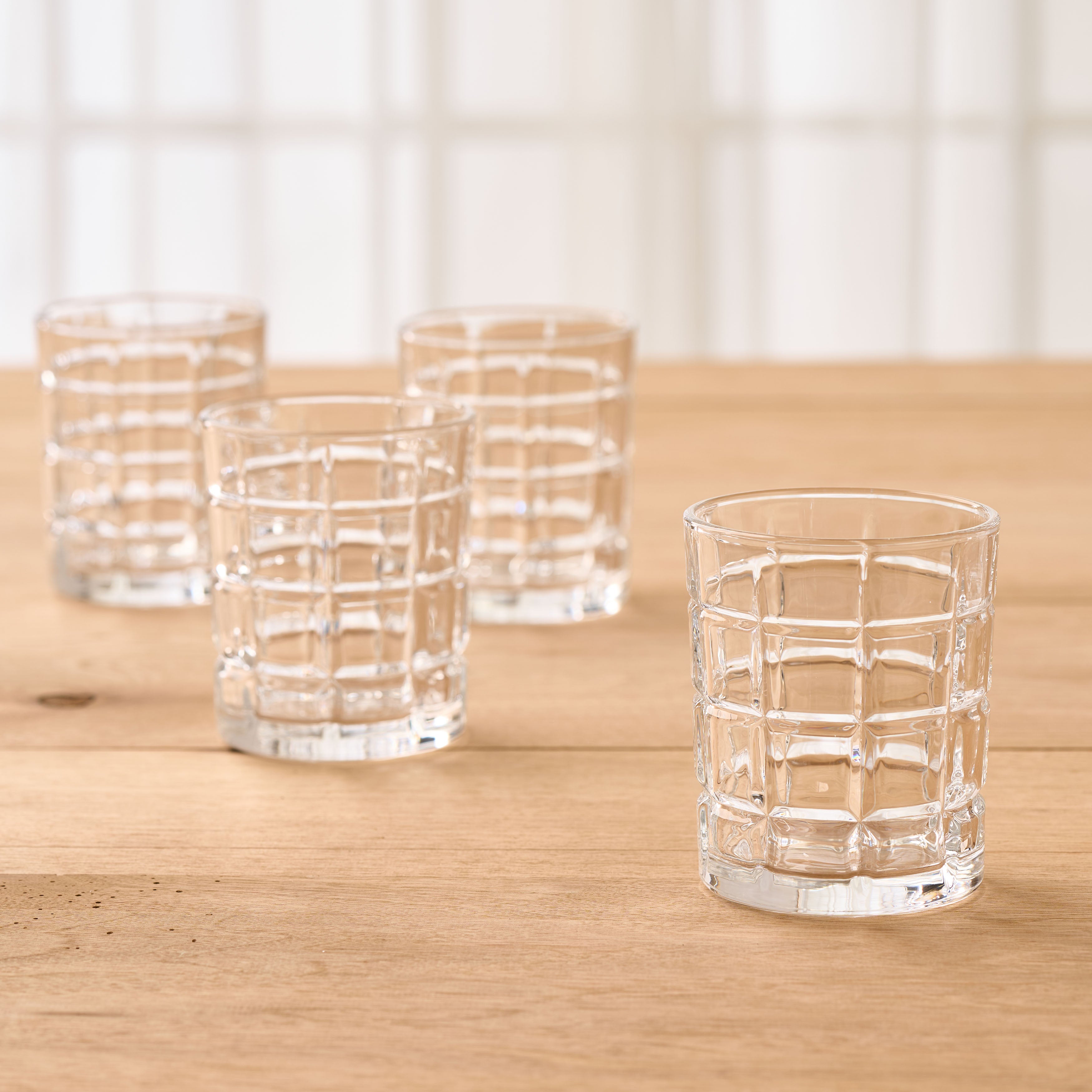 Cross Hatch Short Beverage Glass - Set of 4