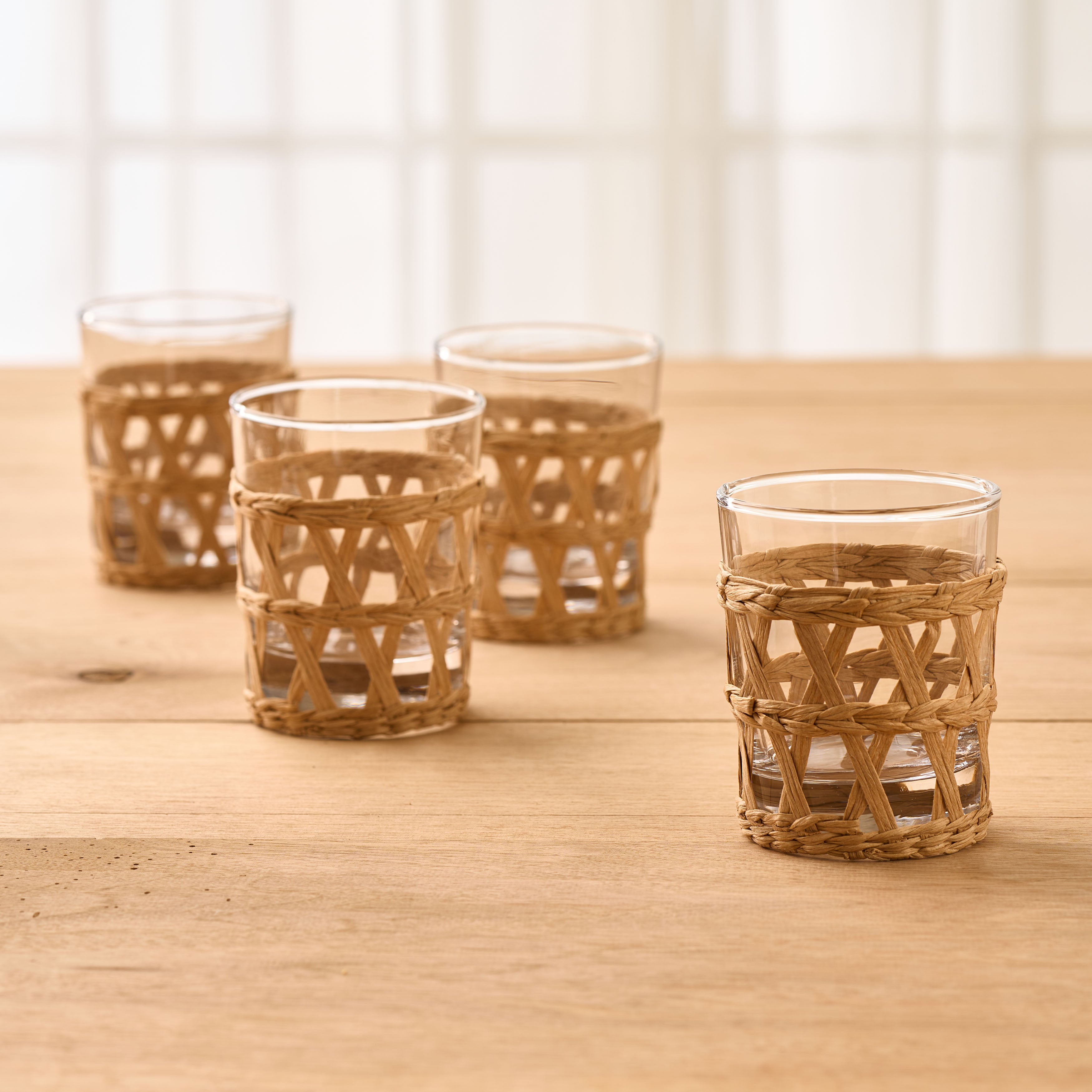 Wicker Wrap Short Glass - Set of 4