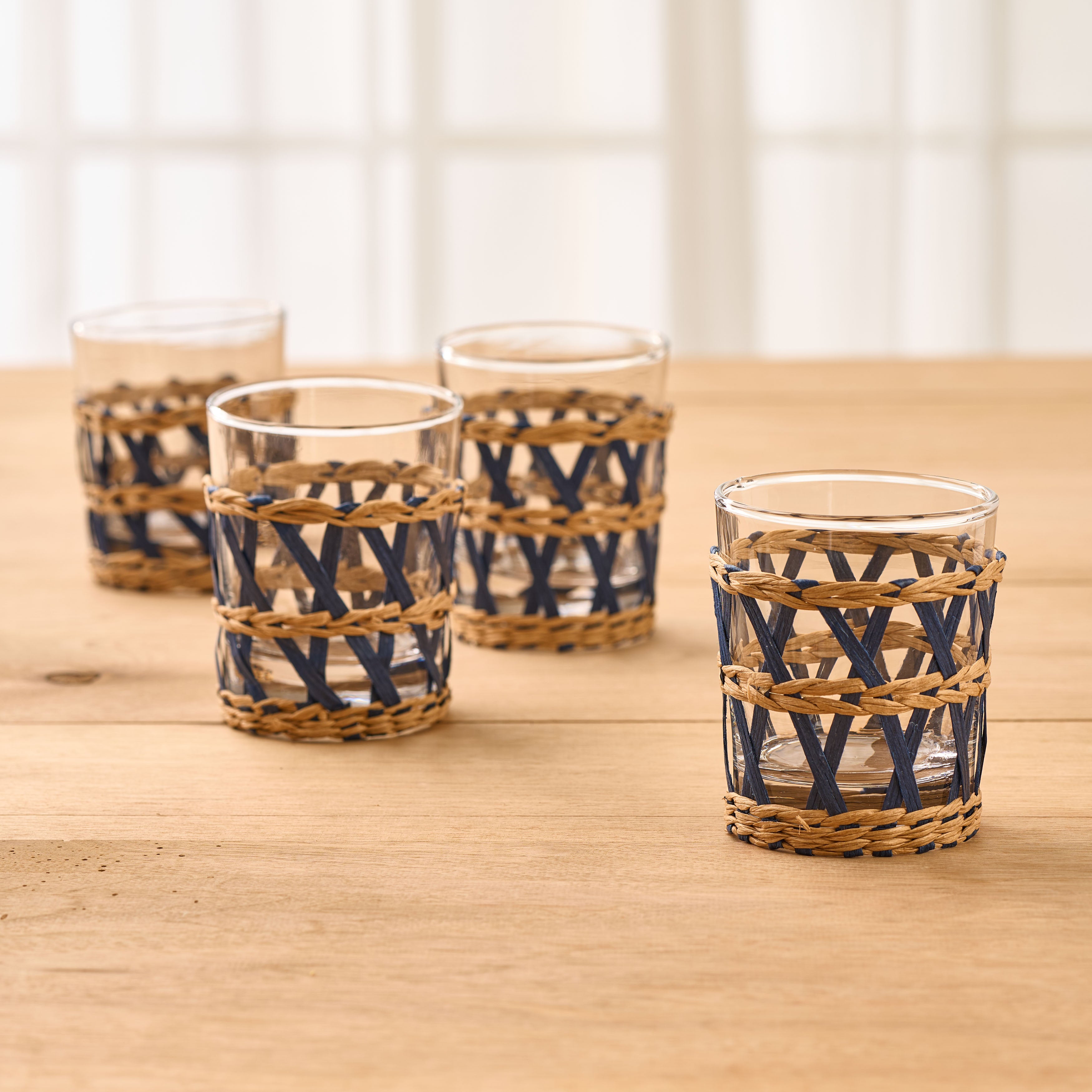Wicker Wrap Short Glass - Set of 4