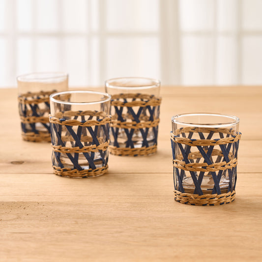 Wicker Wrap Short Glass - Set of 4