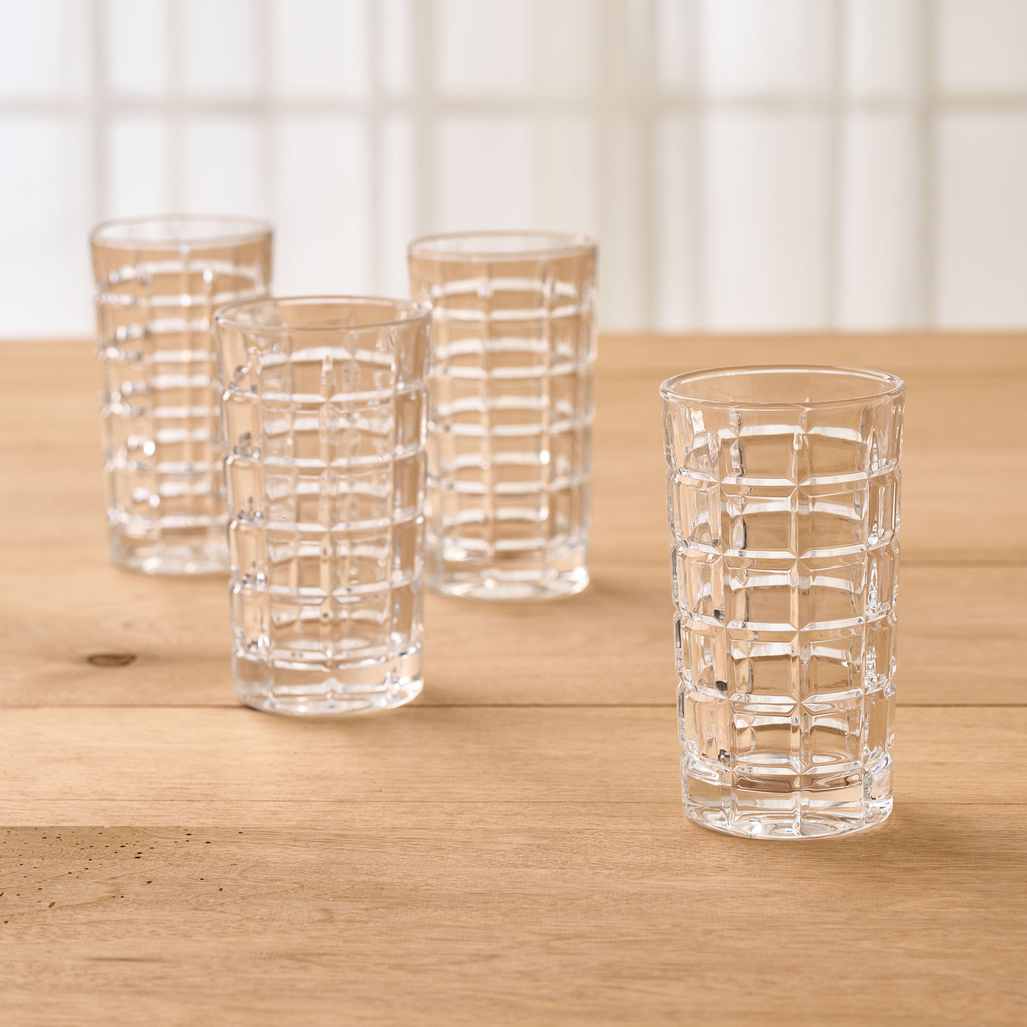 Cross Hatch Tall Glass - Set of 4
