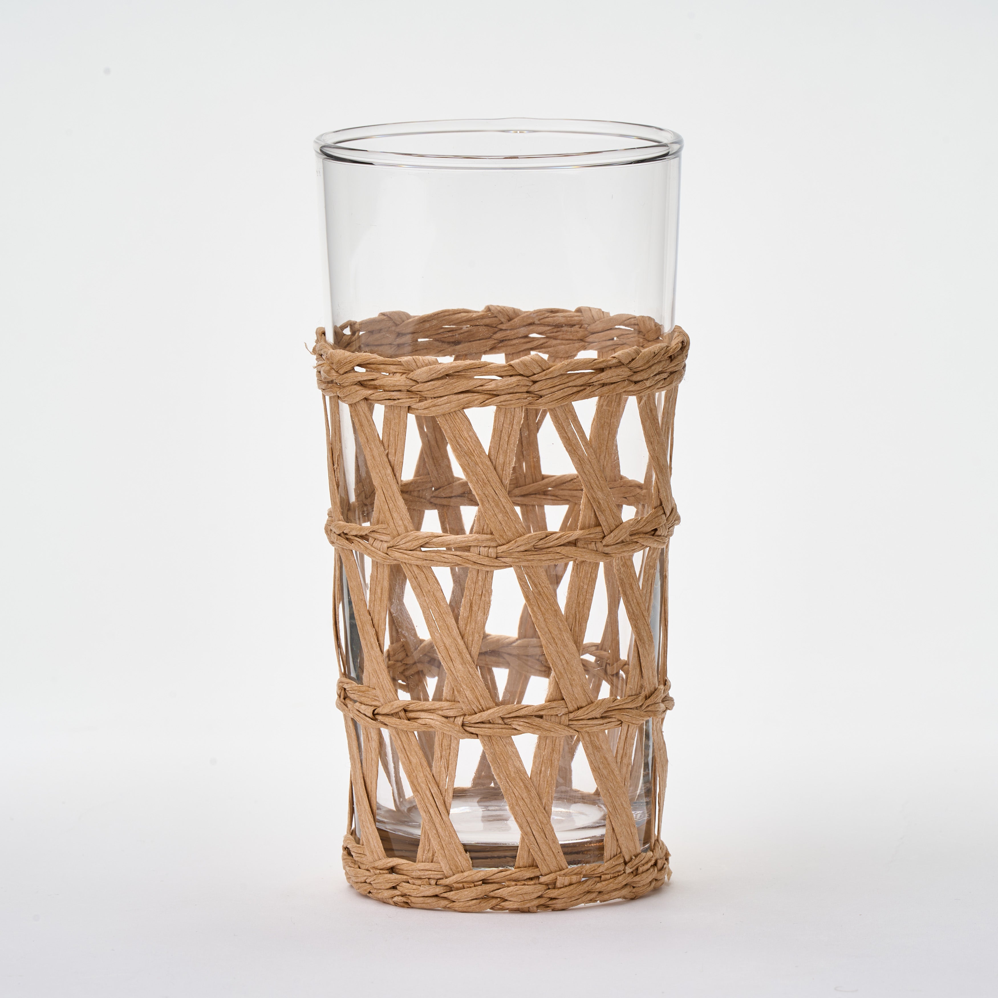 Wicker Wrap Tall Glass - Set of 4