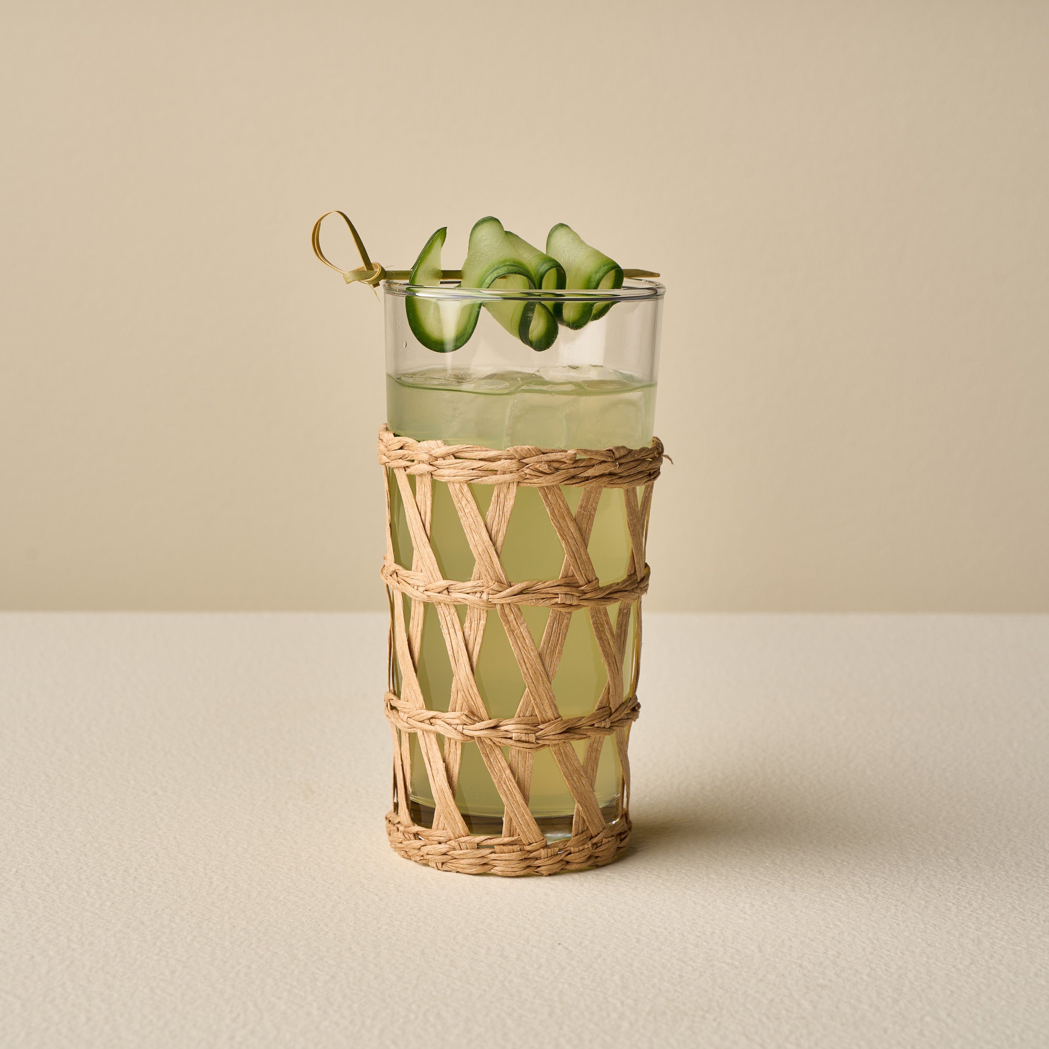 Wicker Wrap Tall Glass - Set of 4