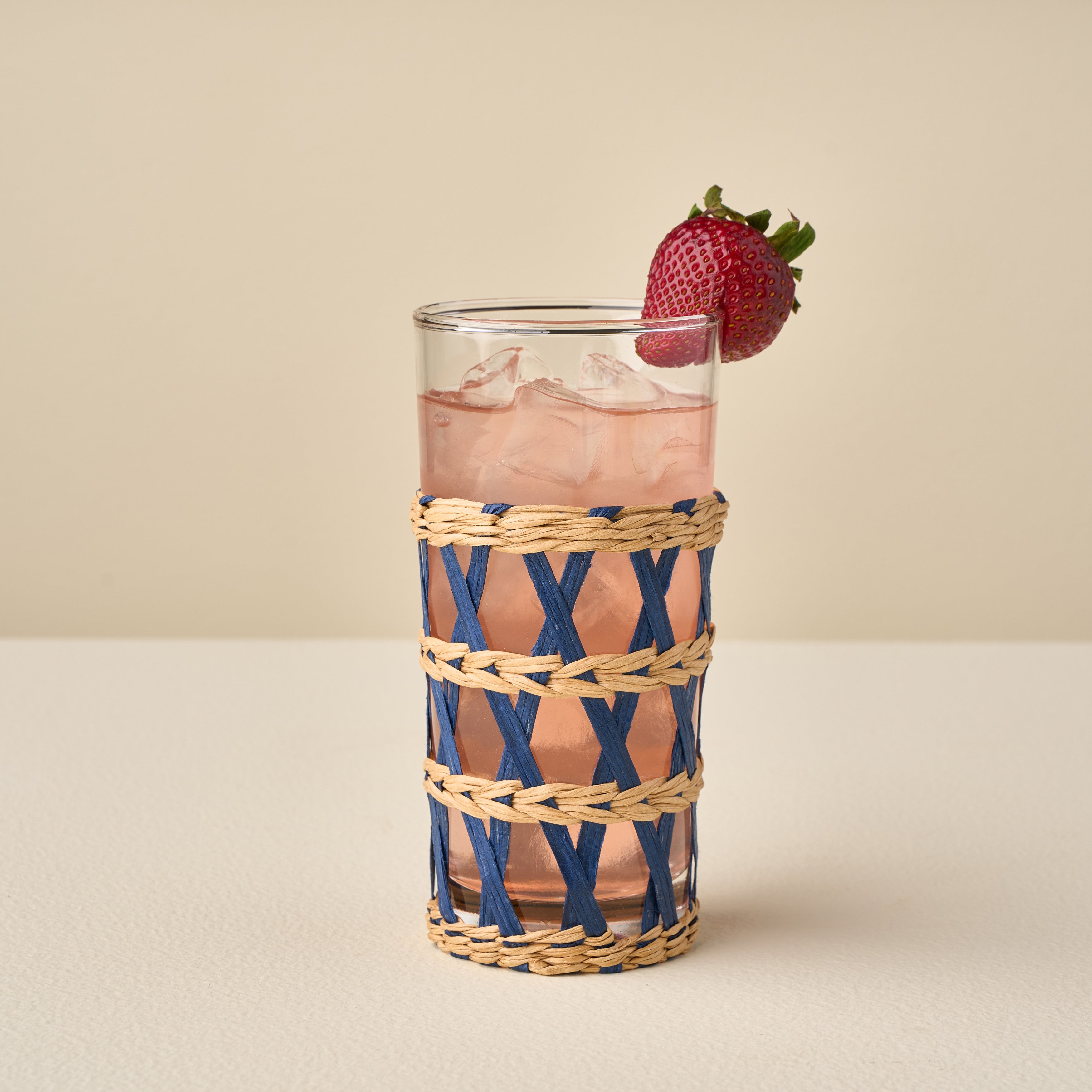 Wicker Wrap Tall Glass - Set of 4