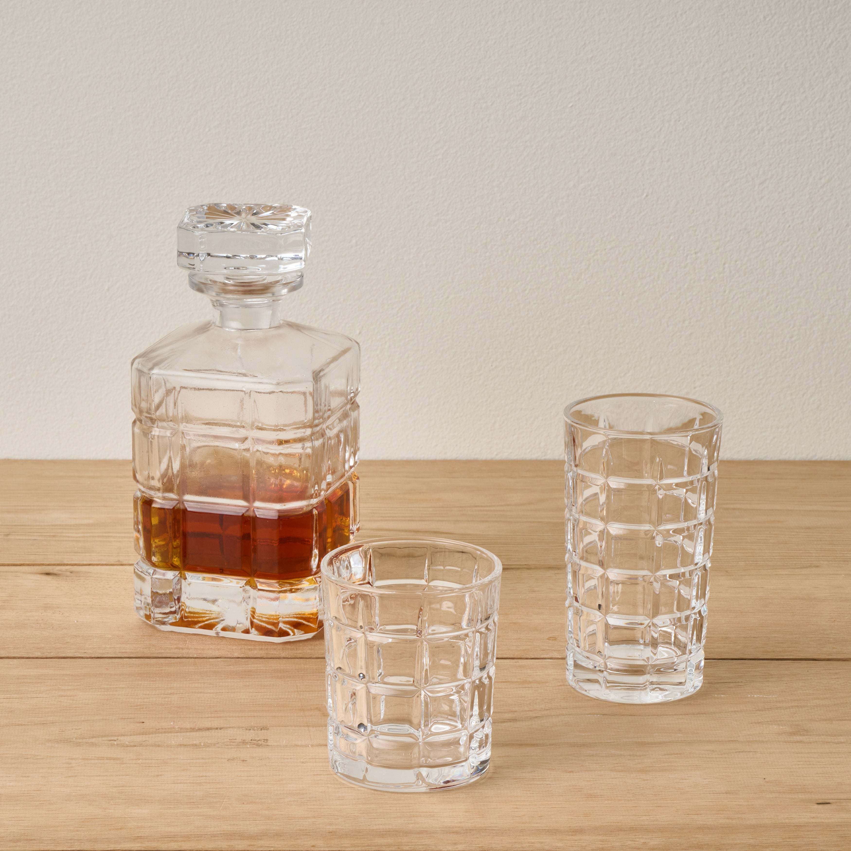 Cross Hatch Tall Glass - Set of 4