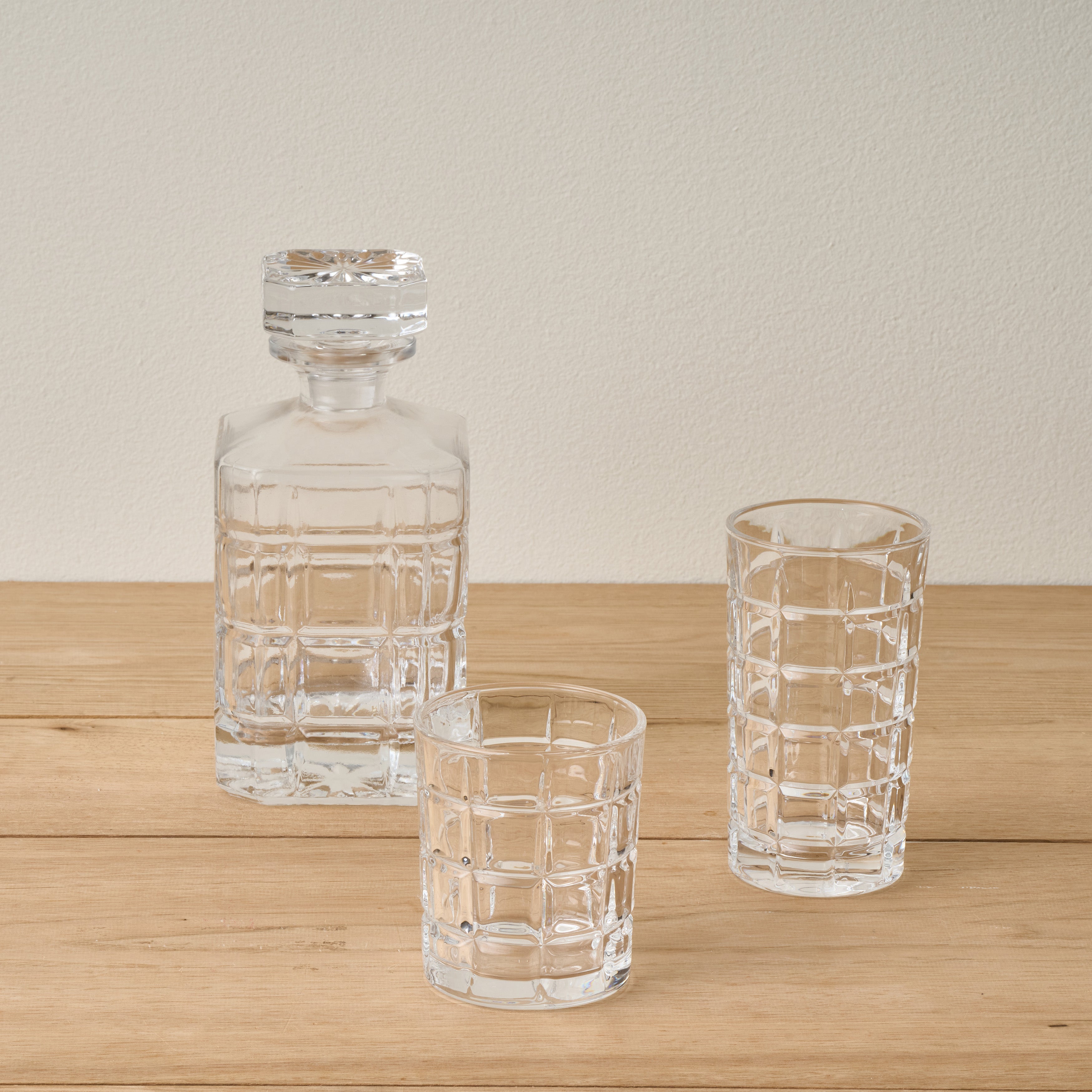 Cross Hatch Tall Glass - Set of 4